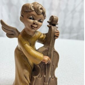 Vintage Holland Mold Angel with Cello Figurine Hand Painted‎ Ceramic Christmas